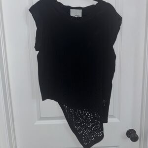 3.1 Phillip Lim Designer Silk shirt black cut out asymmetrical Size 8